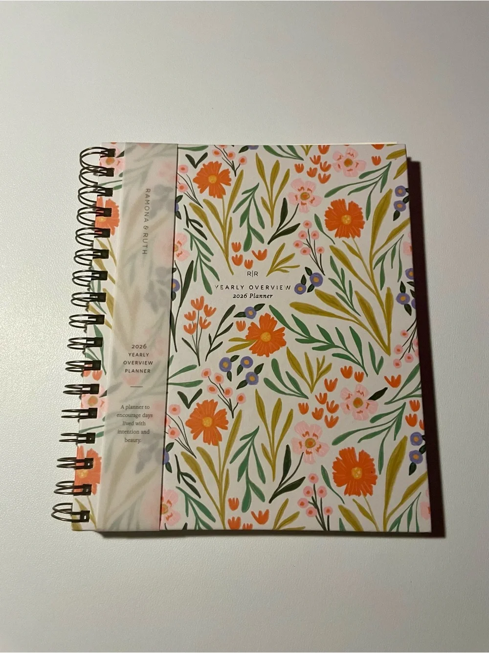 Floral Spiral 2026 Planner - Orange & Green Ramona & Ruth NWT Office